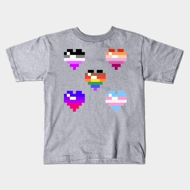 Pixel Heart - LGBT+ Pride (Ensemble) Kids T-Shirt by MintyMiamice